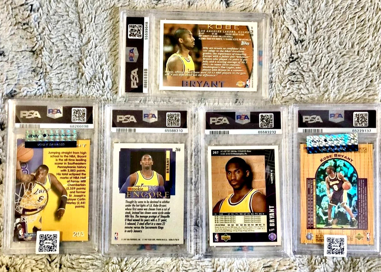 Kobe Bryant 1996 Rookie Collection Topps Upper Deck Fleer Ultra Skybox UD PSA 10