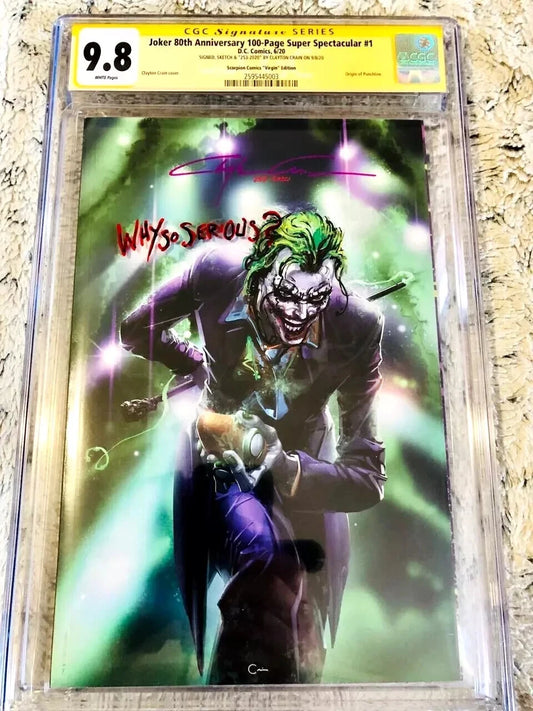 JOKER #1 LEDGER OA SKETCH 1/1 CGC SS 9.8 SIGNED CLAYTON CRAIN *wHy sO sErIoUs?*