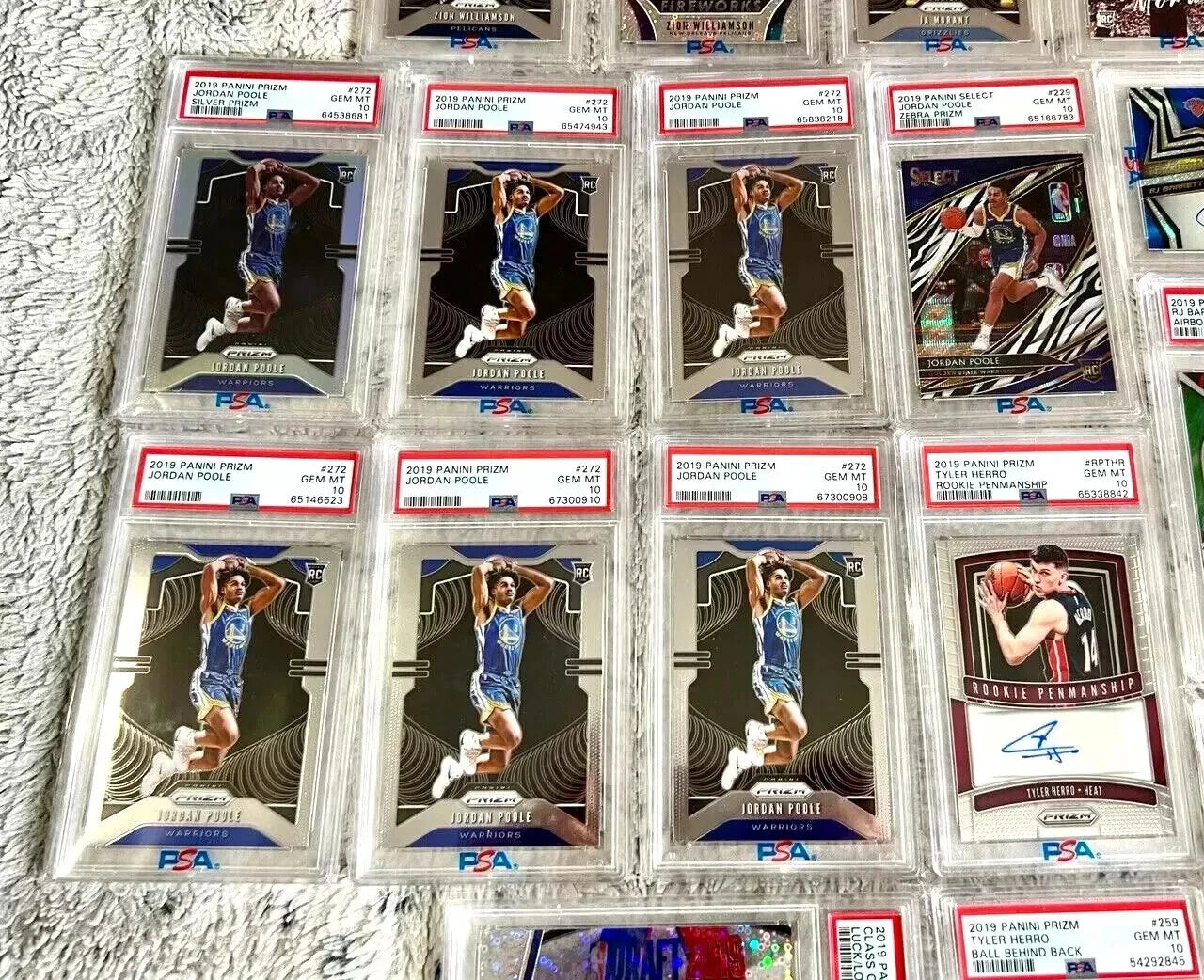 Zion Williamson Ja Morant RJ Barrett Jordan Poole Tyler Herro Rookies PSA 9 10