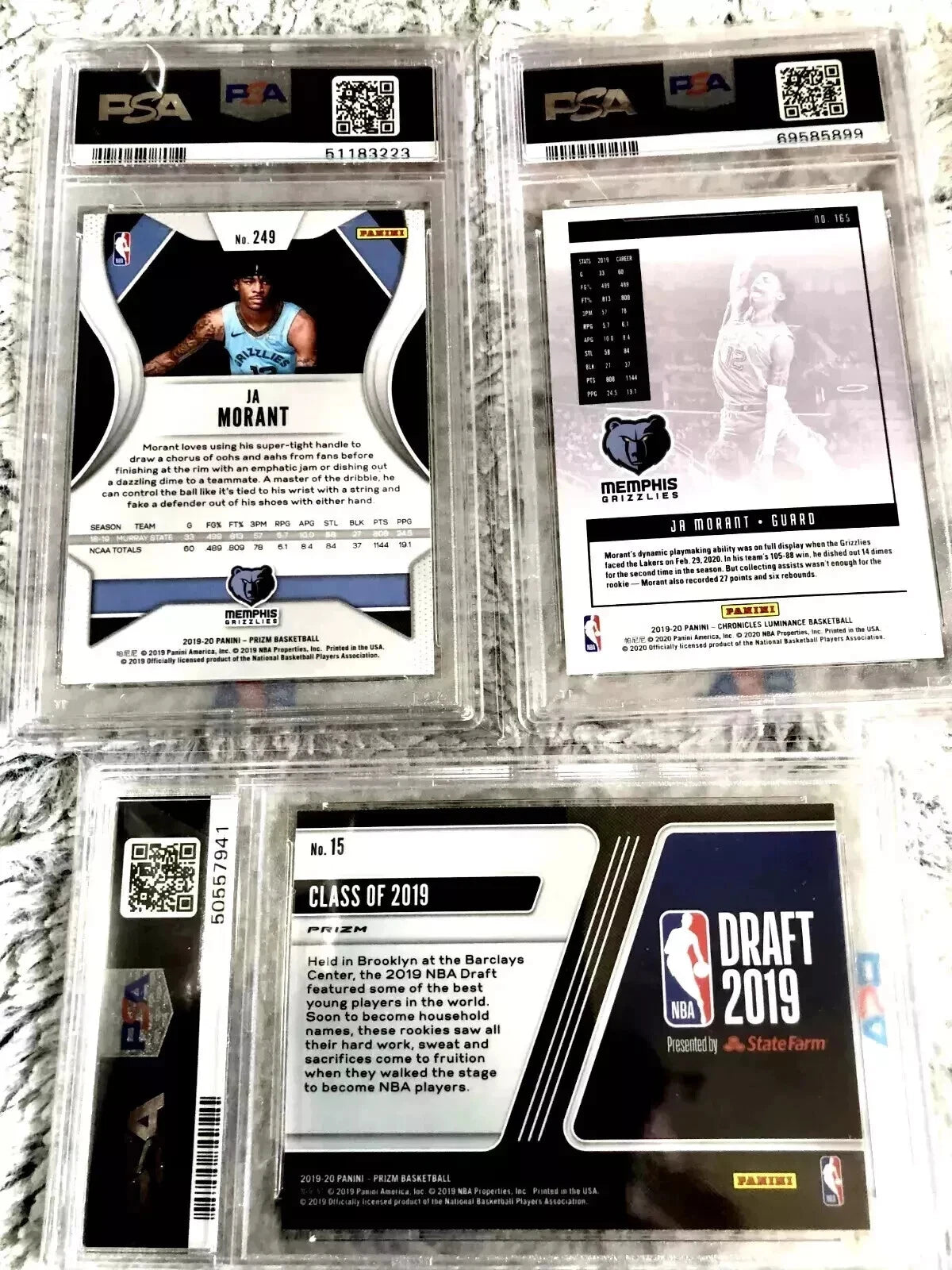 Zion Williamson Ja Morant RJ Barrett Jordan Poole Tyler Herro Rookies PSA 9 10