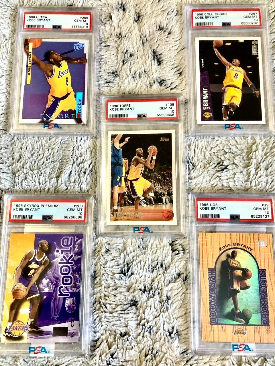 Kobe Bryant 1996 Rookie Collection Topps Upper Deck Fleer Ultra Skybox UD PSA 10