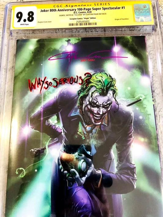 JOKER #1 LEDGER OA SKETCH 1/1 CGC SS 9.8 SIGNED CLAYTON CRAIN *wHy sO sErIoUs?*